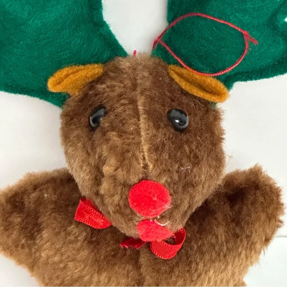 Christmas Ornament Plush Brown Mouse Green Moose Antlers 6.5 in. Rex & Lee Co.